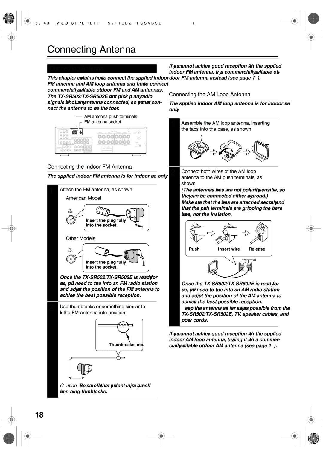 Onkyo TX-SR502E instruction manual Connecting Antenna, Connecting the Indoor FM Antenna, Connecting the AM Loop Antenna 