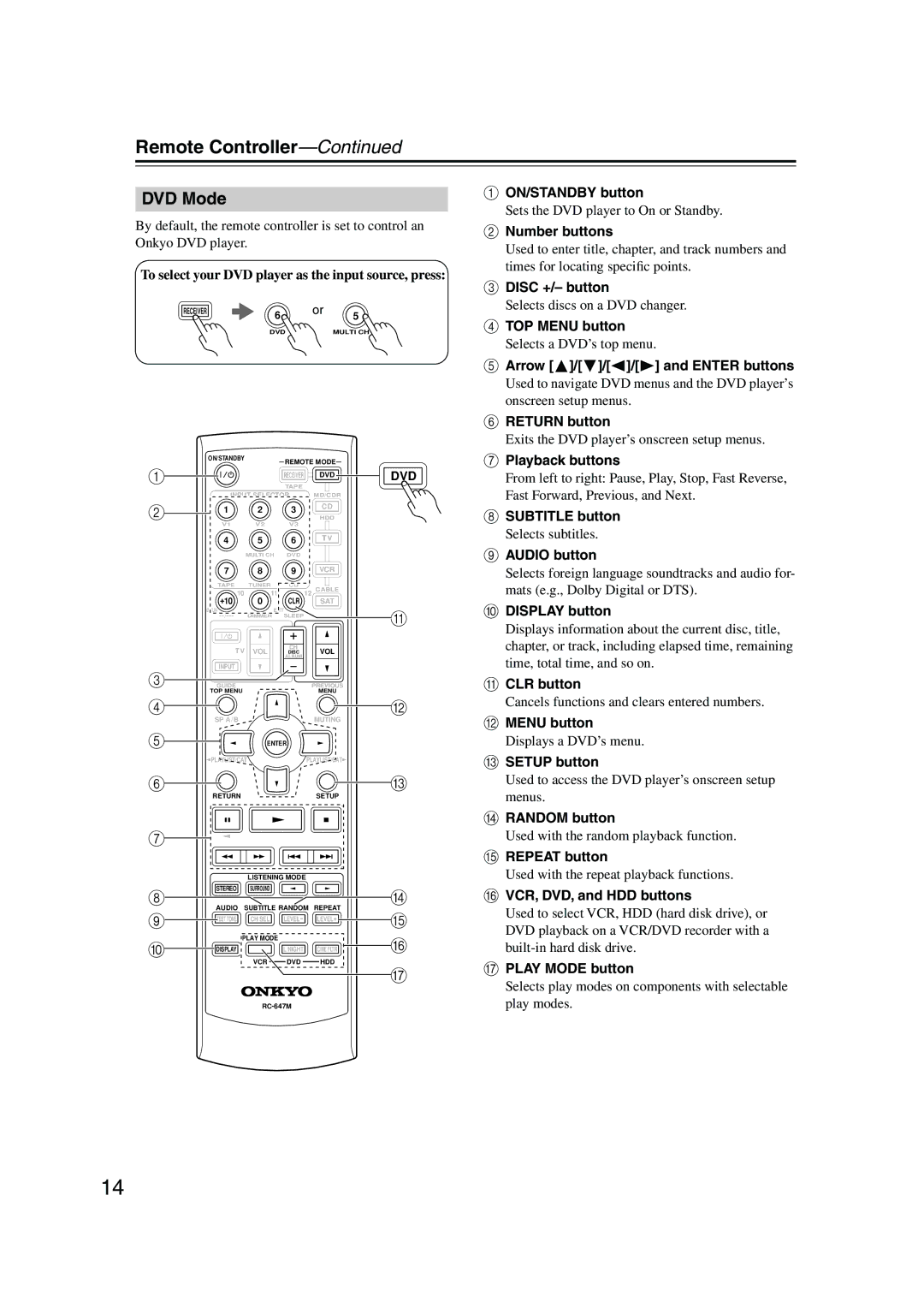 Onkyo TX-SR504/B, TX-SR504E, TX-SR8450 instruction manual DVD Mode 