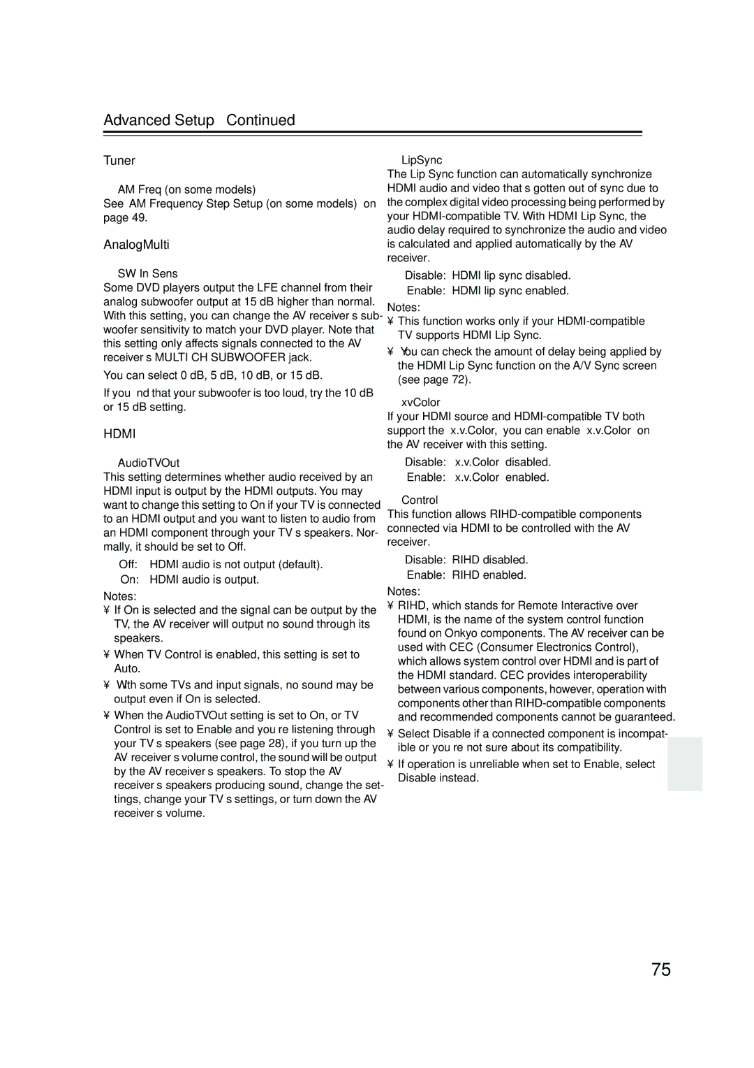 Onkyo TX-SR576, TX-SR506 instruction manual Tuner, AnalogMulti 