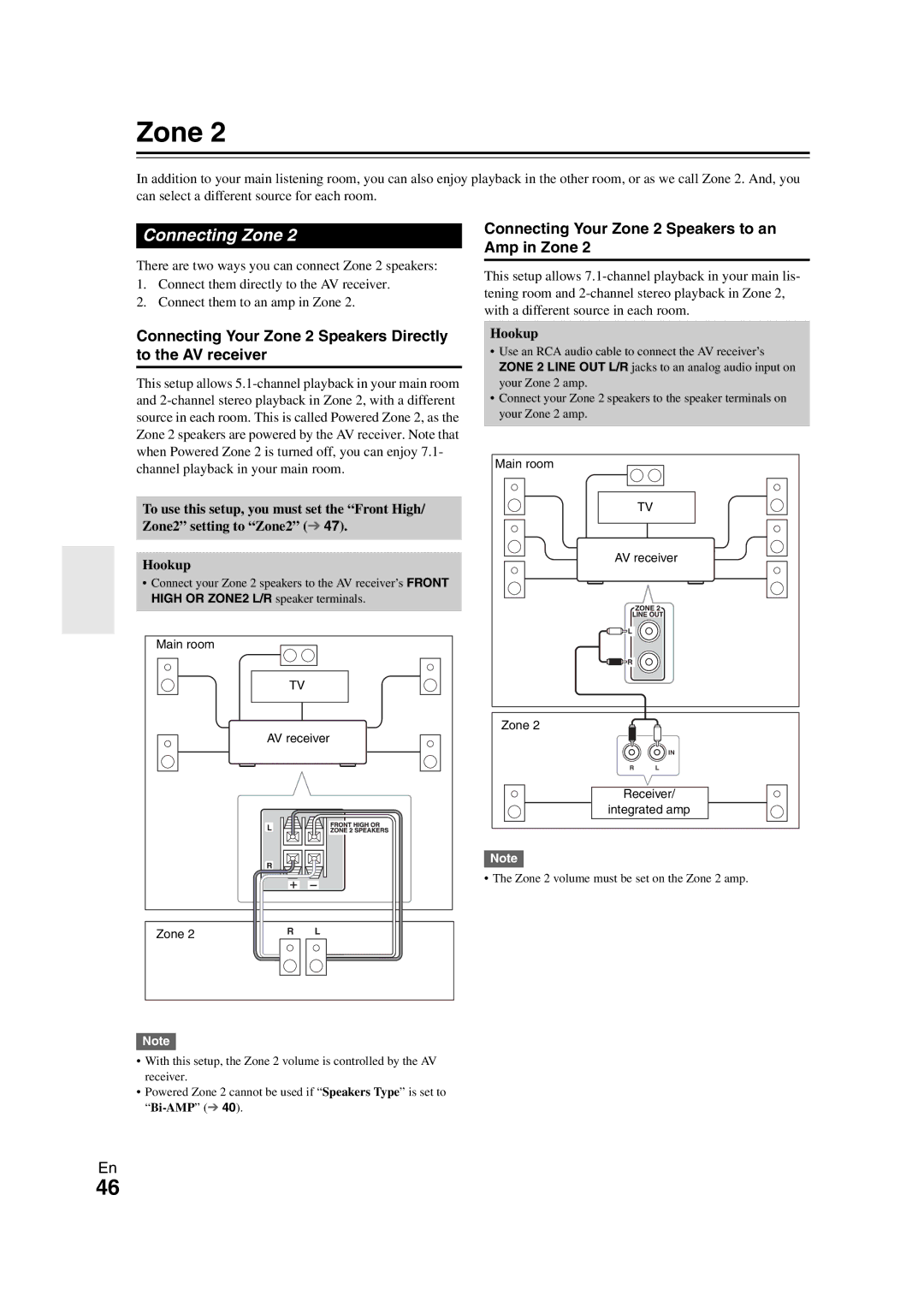 Onkyo TX-SR508 instruction manual Connecting Zone, Connecting Your Zone 2 Speakers Directly to the AV receiver 