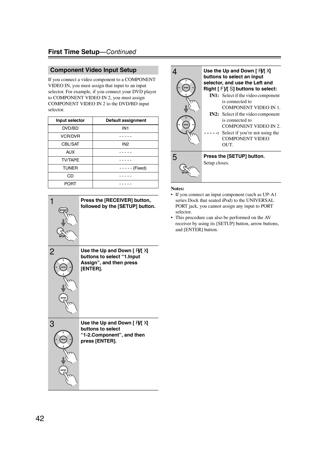 Onkyo TX-SR577, SR507 instruction manual Component Video Input Setup 