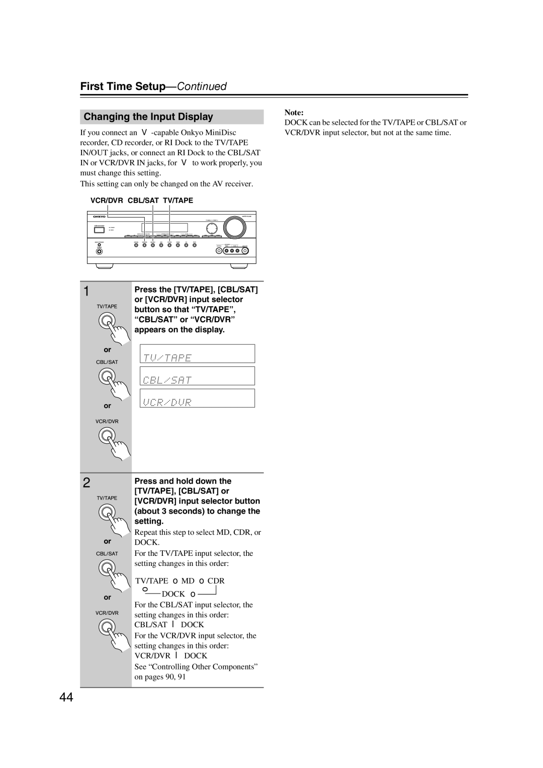 Onkyo TX-SR577, SR507 instruction manual Changing the Input Display 