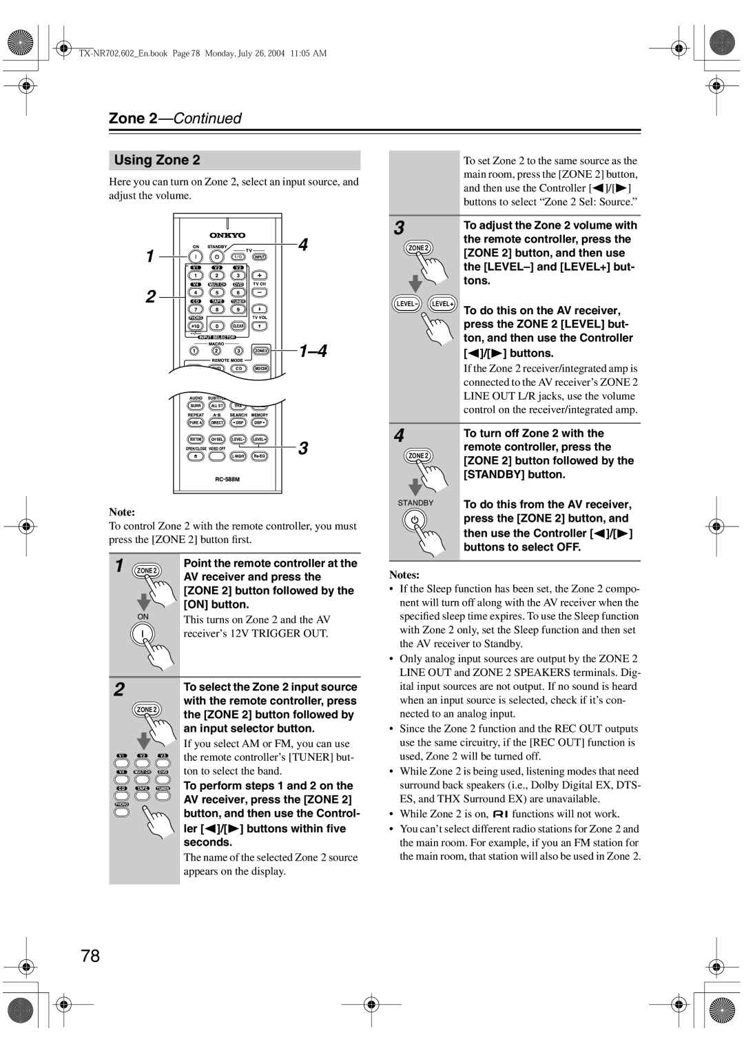 Onkyo TX-SR602/602E, TX-SR702/702E, TX-SR8260 instruction manual Using Zone 