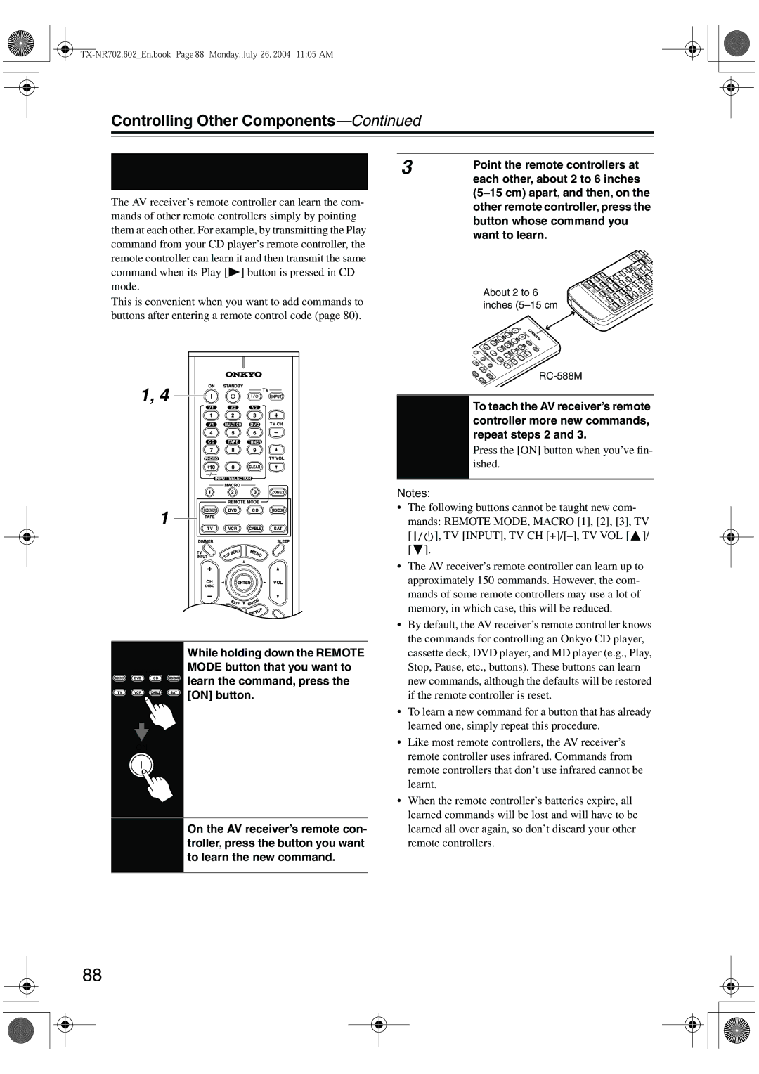 Onkyo TX-SR702/702E, TX-SR602/602E, TX-SR8260 instruction manual Learning Commands from Another Remote Controller 