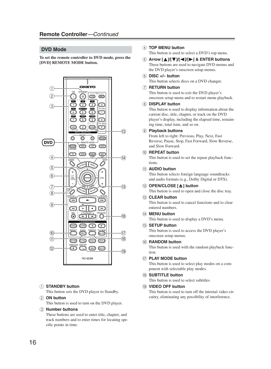 Onkyo TX-SR603X instruction manual DVD Mode 