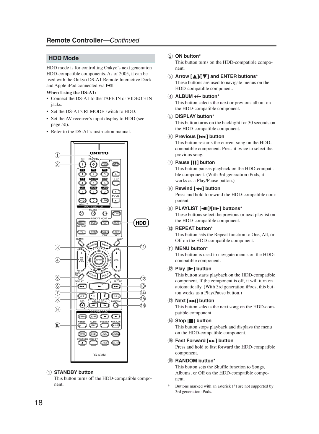 Onkyo TX-SR603X instruction manual HDD Mode 