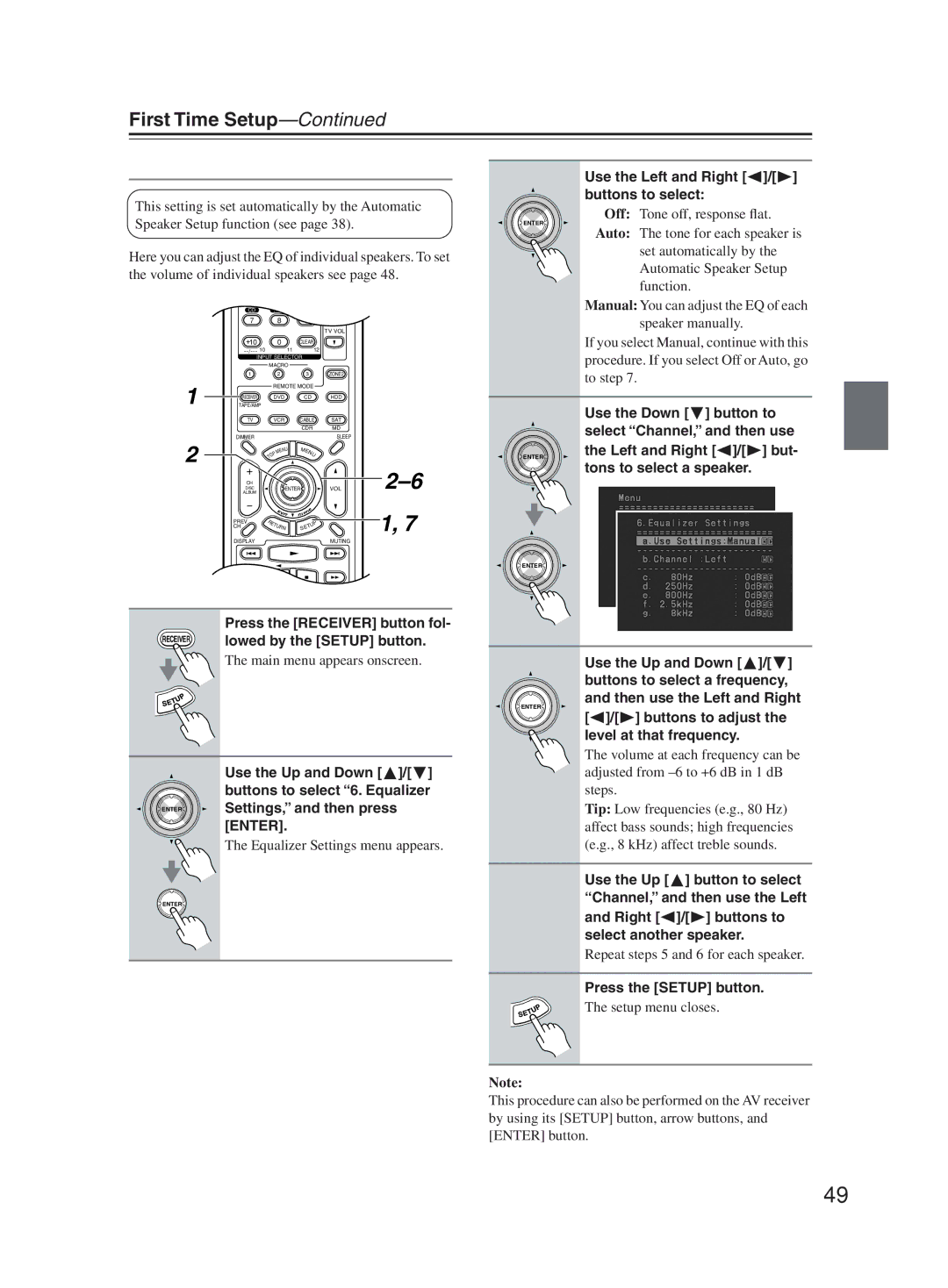 Onkyo TX-SR603X instruction manual Equalizer Setting 