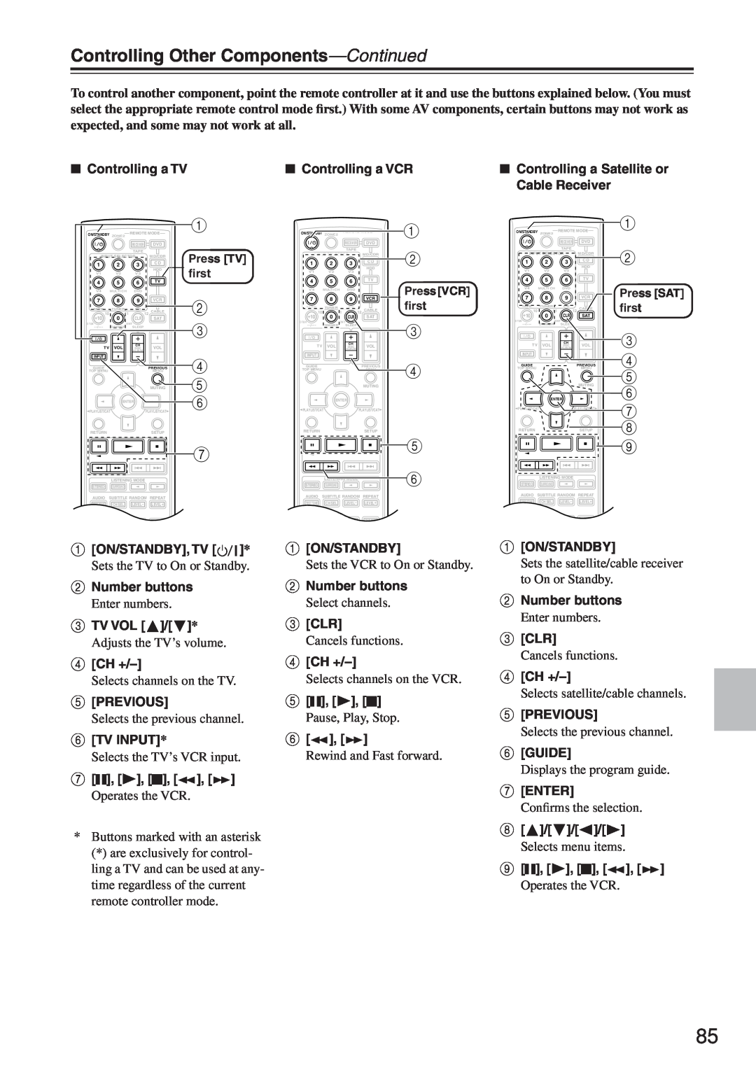 Onkyo TX-SR674/674E, TX-SR604/604E instruction manual Controlling Other Components—Continued 