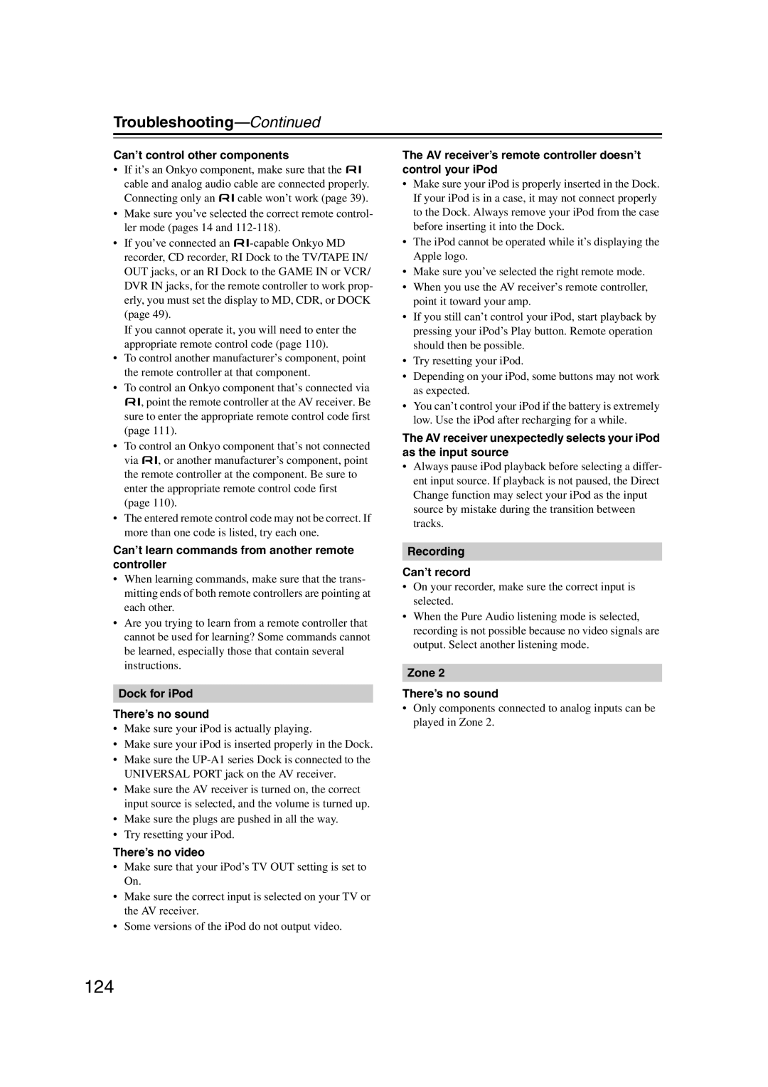 Onkyo TX-SR707 instruction manual 124 