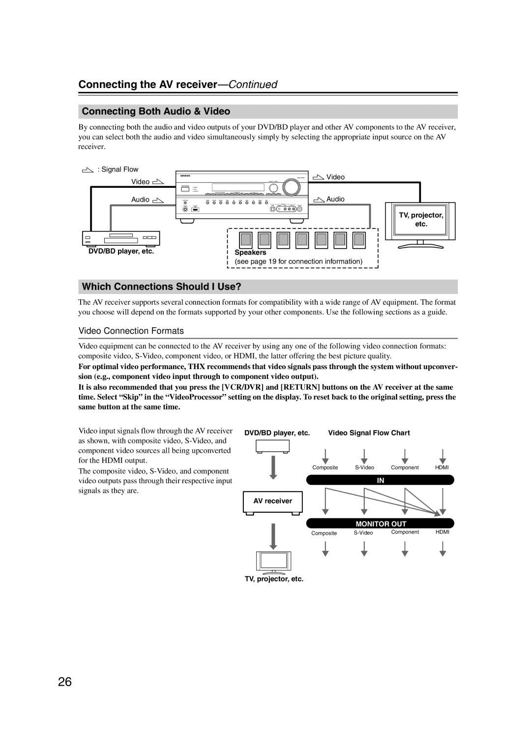 Onkyo TX-SR707 instruction manual Connecting Both Audio & Video, Which Connections Should I Use?, Video Connection Formats 