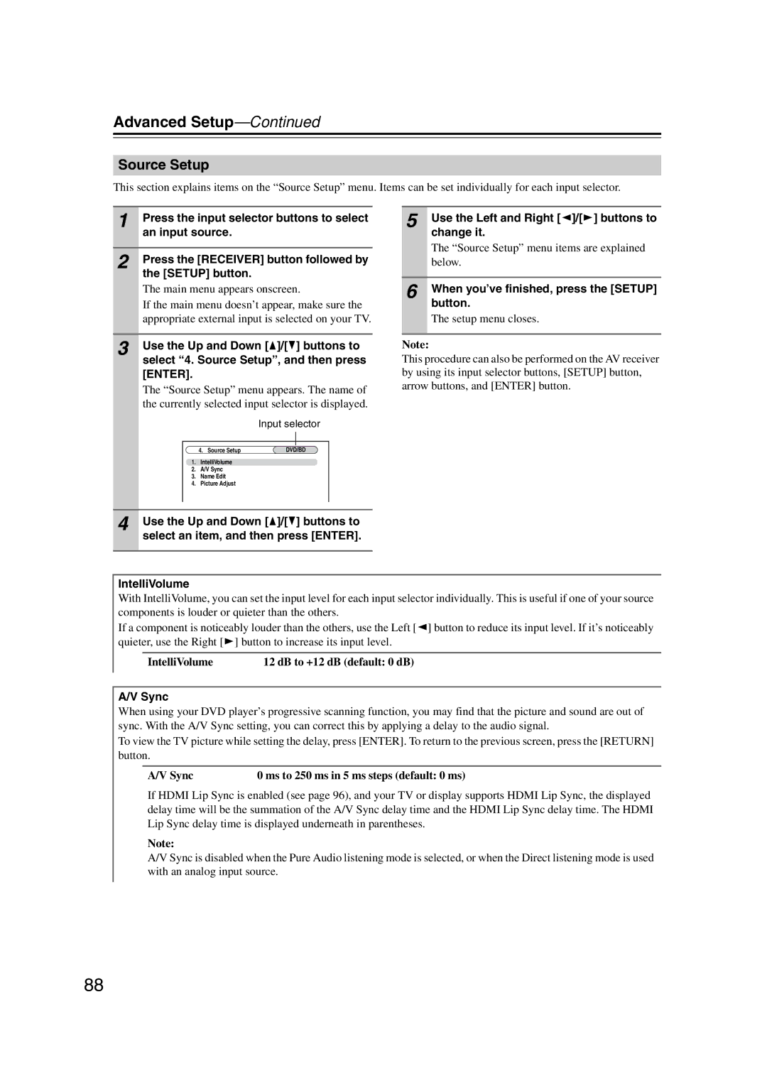 Onkyo TX-SR707 instruction manual Source Setup 