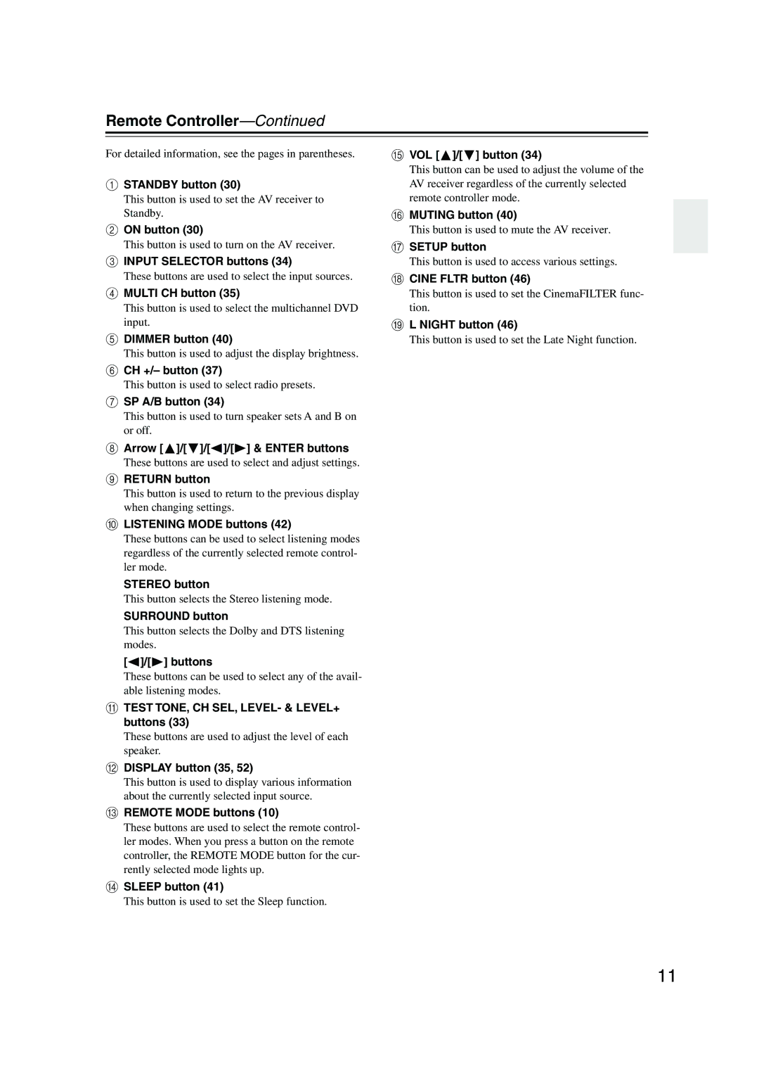 Onkyo TX-SR503E, TX-SR8350 instruction manual Remote Controller 