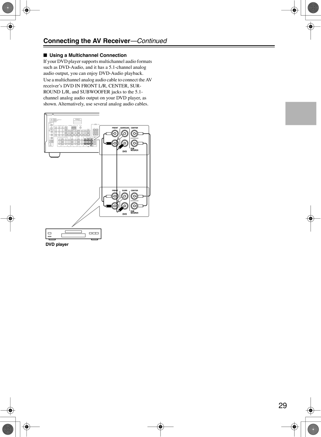 Onkyo TX-SR603/603E, TX-SR8360 instruction manual Using a Multichannel Connection 