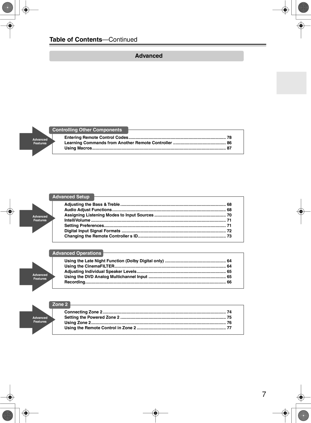 Onkyo TX-SR603/603E, TX-SR8360 instruction manual Table of Contents 