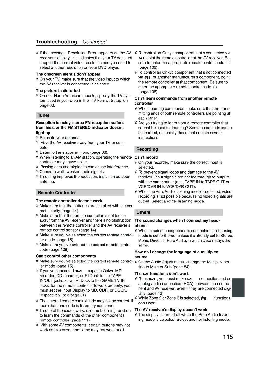 Onkyo TX-SR805, TX-SR875 instruction manual 115 