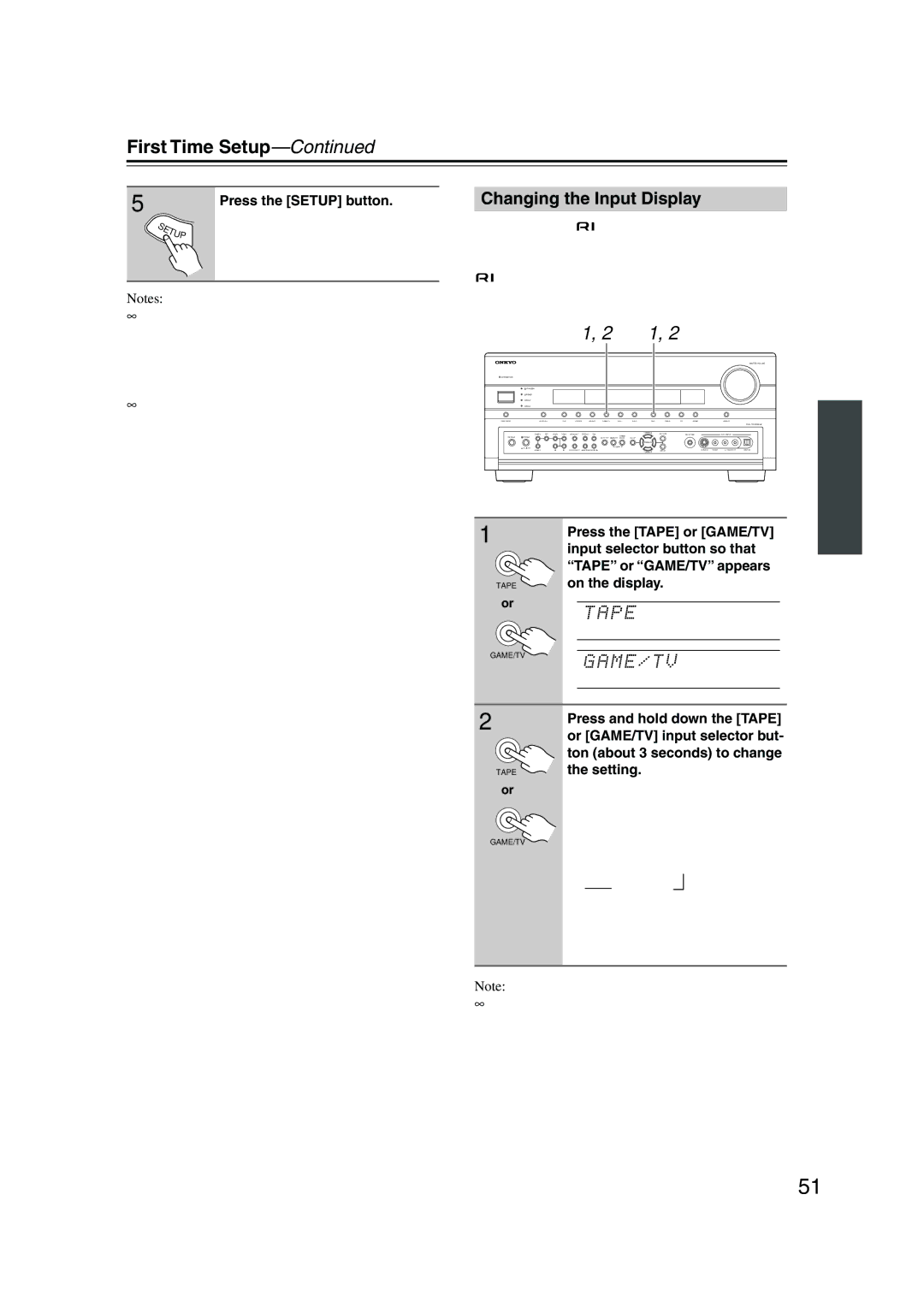 Onkyo TX-SR805, TX-SR875 instruction manual Changing the Input Display 