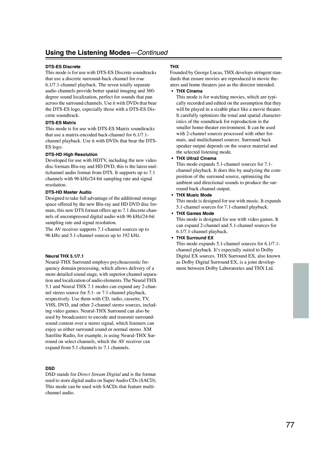 Onkyo TX-SR805, TX-SR875 instruction manual Dsd 