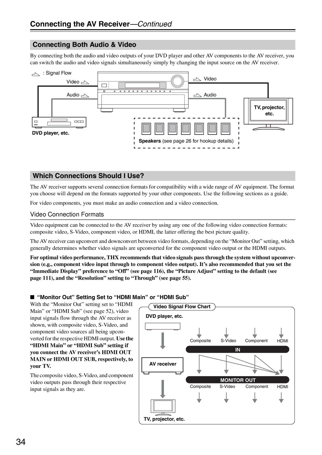 Onkyo TX-SR876 instruction manual Connecting Both Audio & Video, Which Connections Should I Use?, Video Connection Formats 