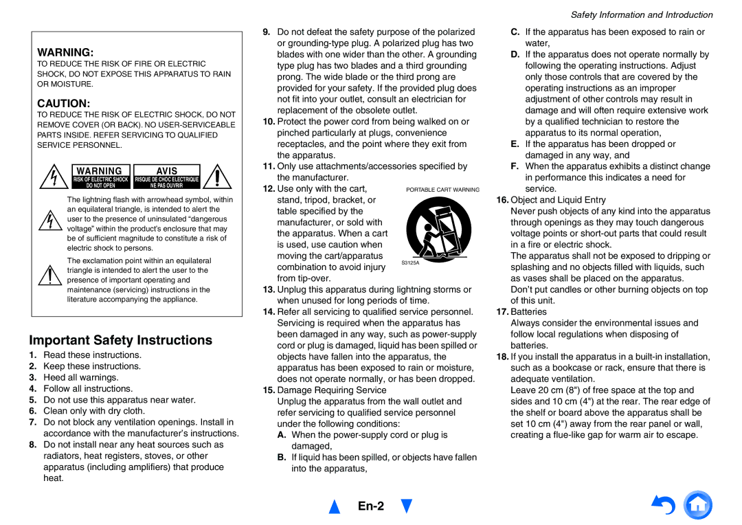 Onkyo TXNR525 instruction manual En-2 