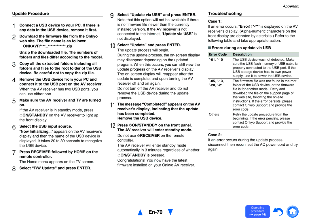 Onkyo TXNR525 instruction manual En-70 
