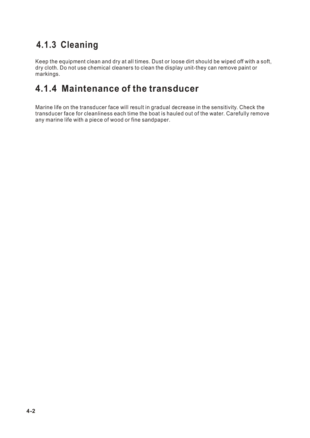 Onwa KF-667 manual Cleaning, Maintenance of the transducer 