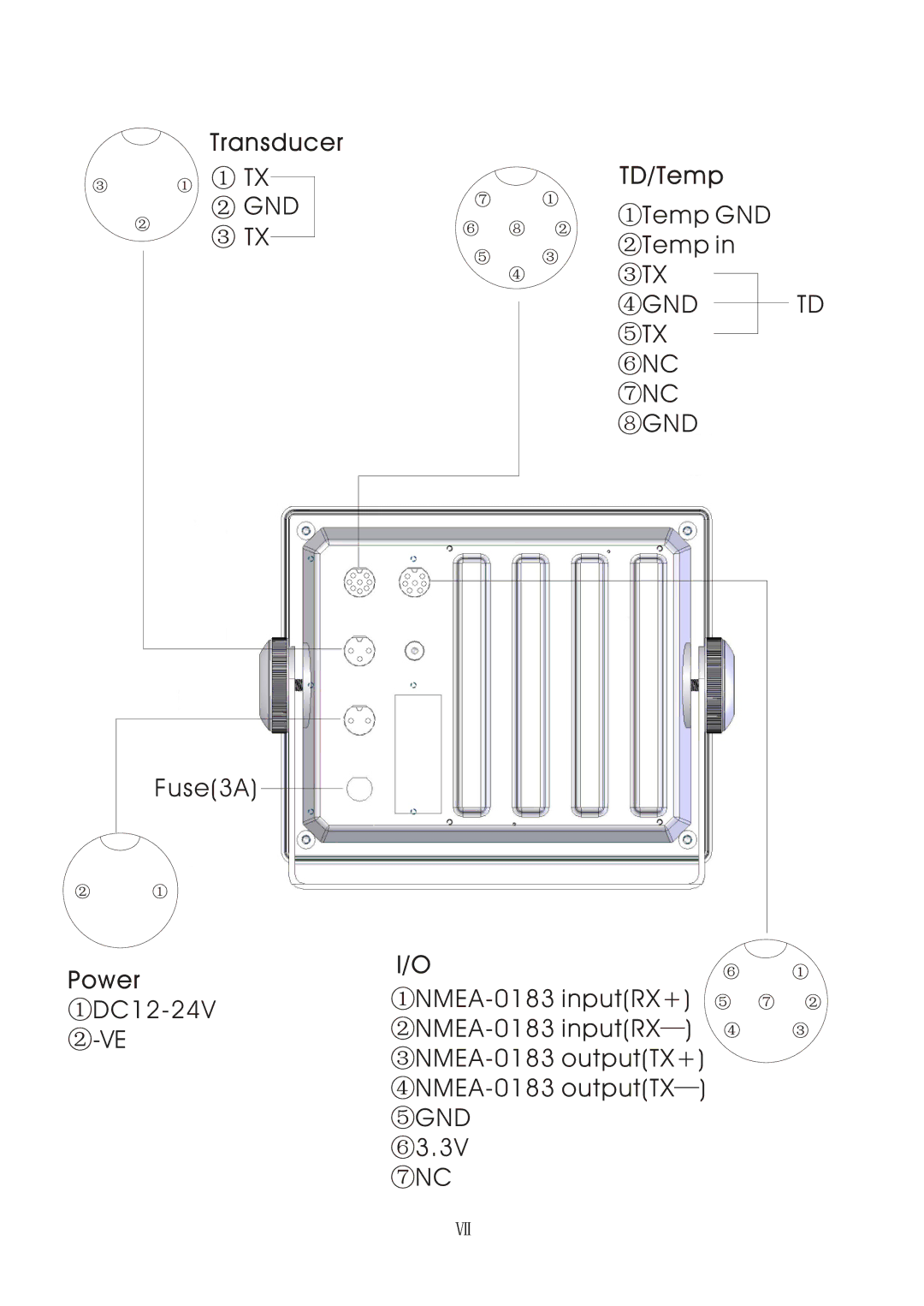 Onwa KF-667 manual Transducer, Power, TD/Temp 