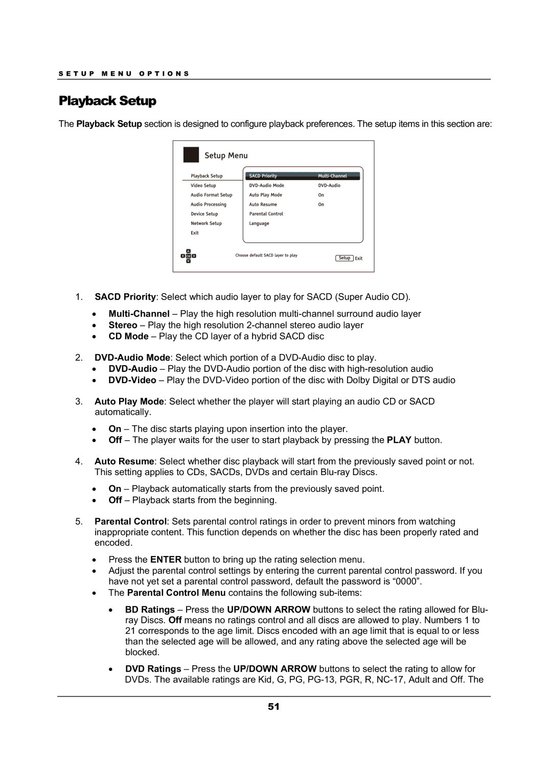 OPPO Digital BDP-103 user manual Playback Setup 