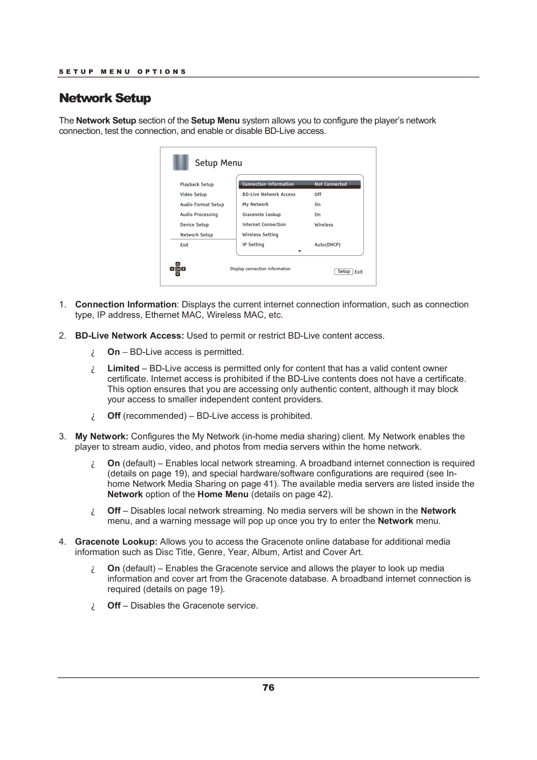 OPPO Digital BDP-103 user manual Network Setup 