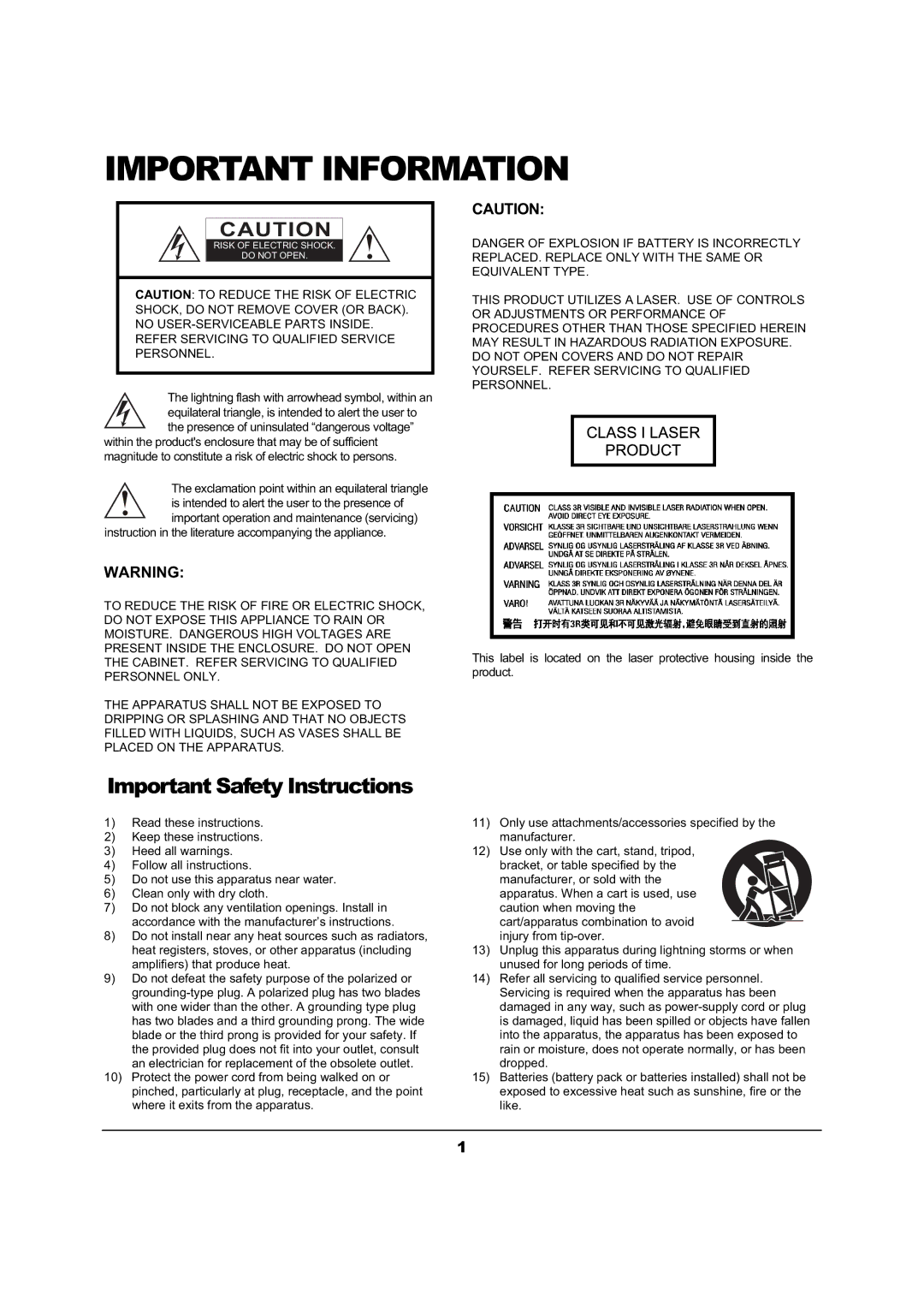 OPPO Digital BDP-105 user manual Important Information 