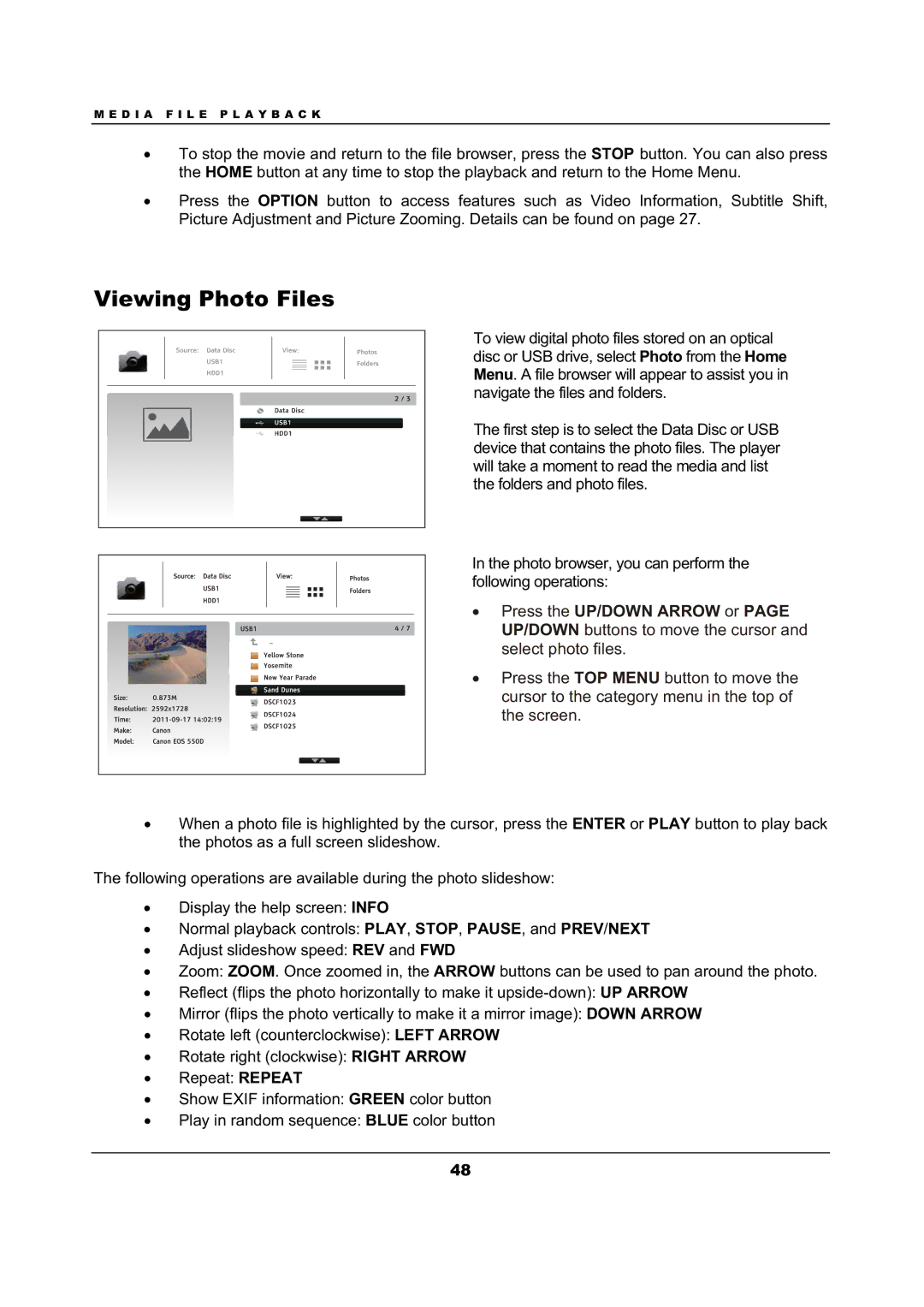 OPPO Digital BDP-105 user manual Viewing Photo Files 