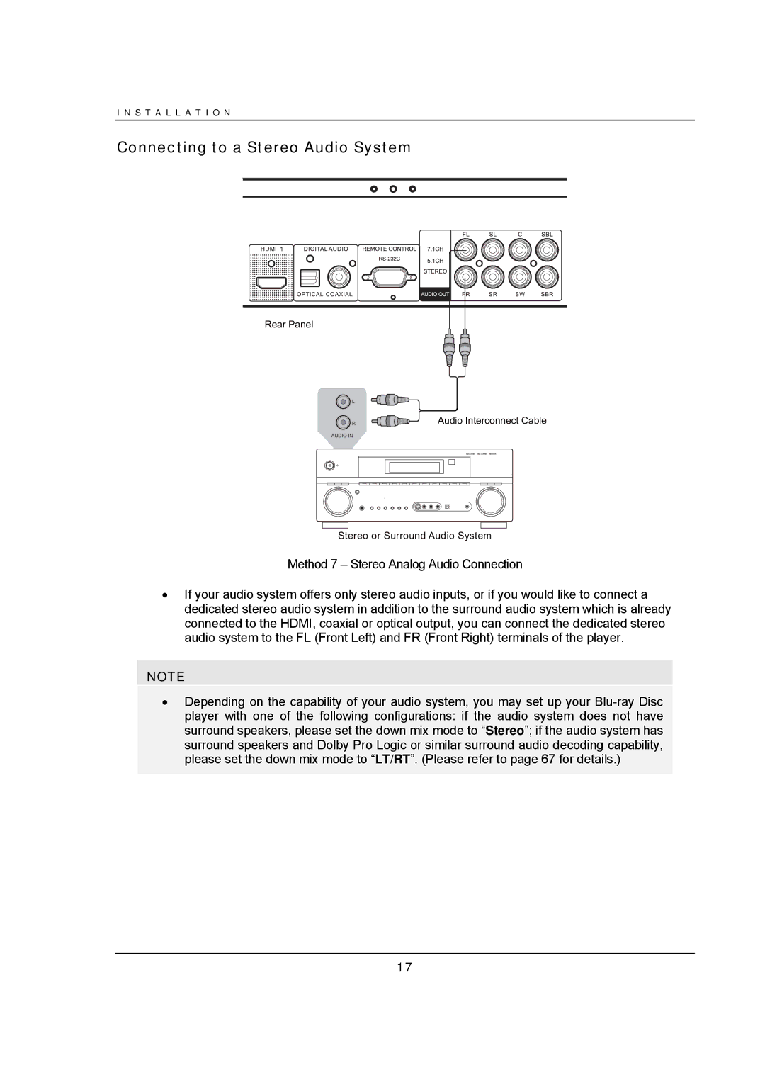 OPPO Digital BDP-93 user manual Connecting to a Stereo Audio System 