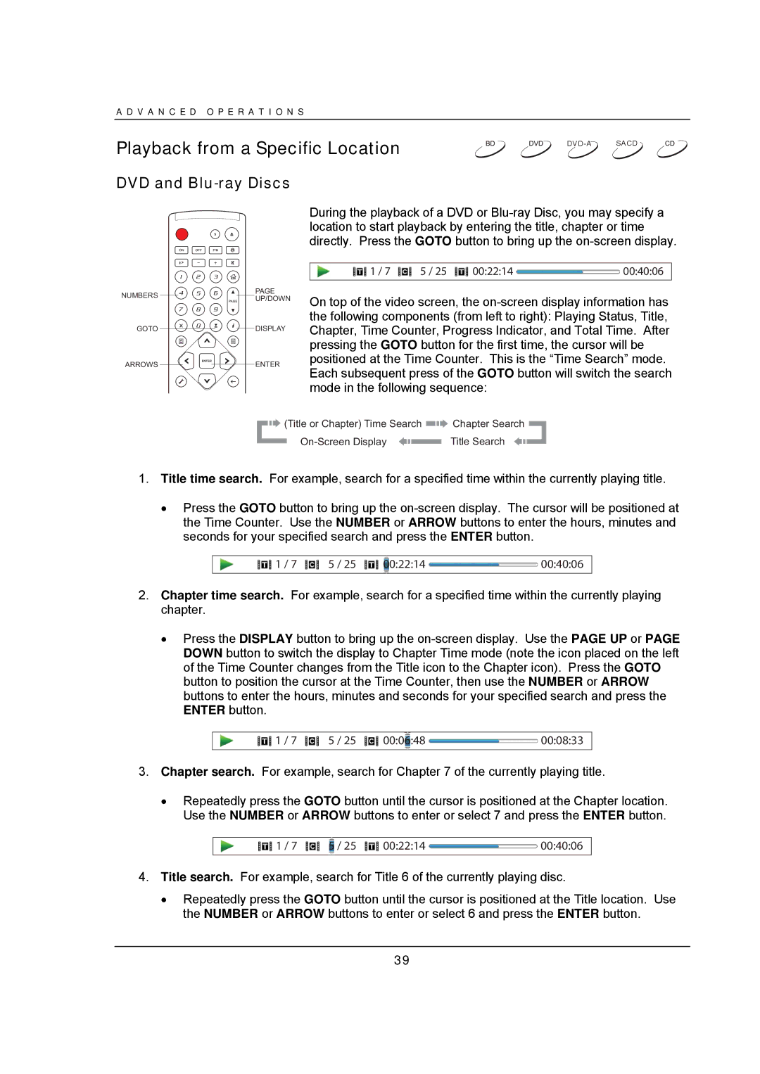 OPPO Digital BDP-93 user manual Playback from a Specific Location, DVD and Blu-ray Discs 