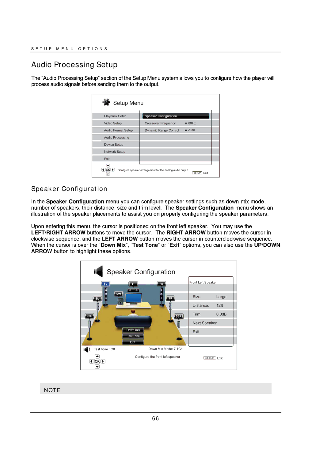 OPPO Digital BDP-93 user manual Audio Processing Setup, Speaker Configuration 