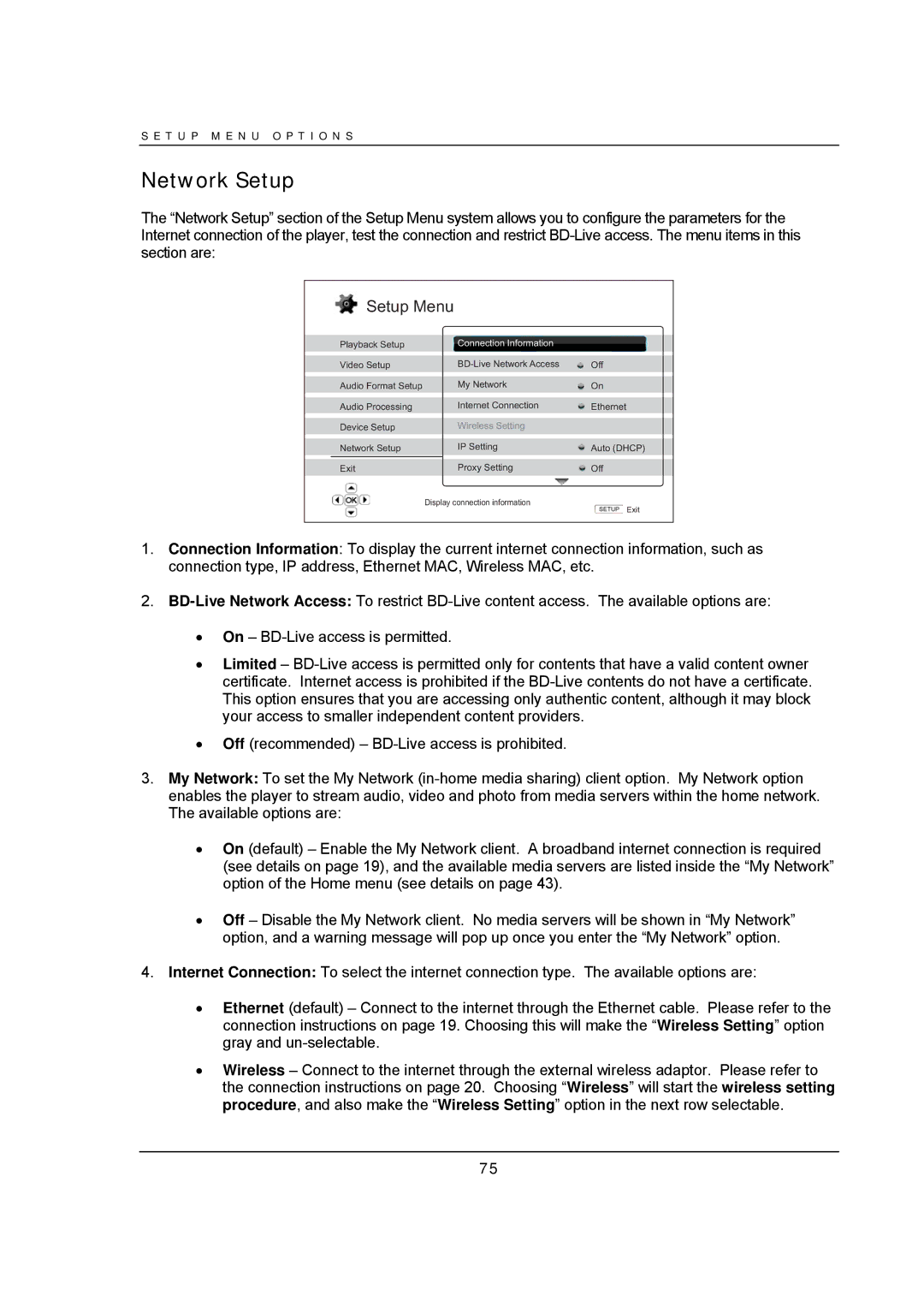 OPPO Digital BDP-93 user manual Network Setup, Connection Information 