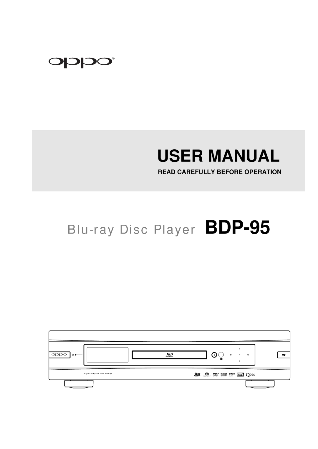 OPPO Digital user manual Blu-ray Disc Player BDP-95 