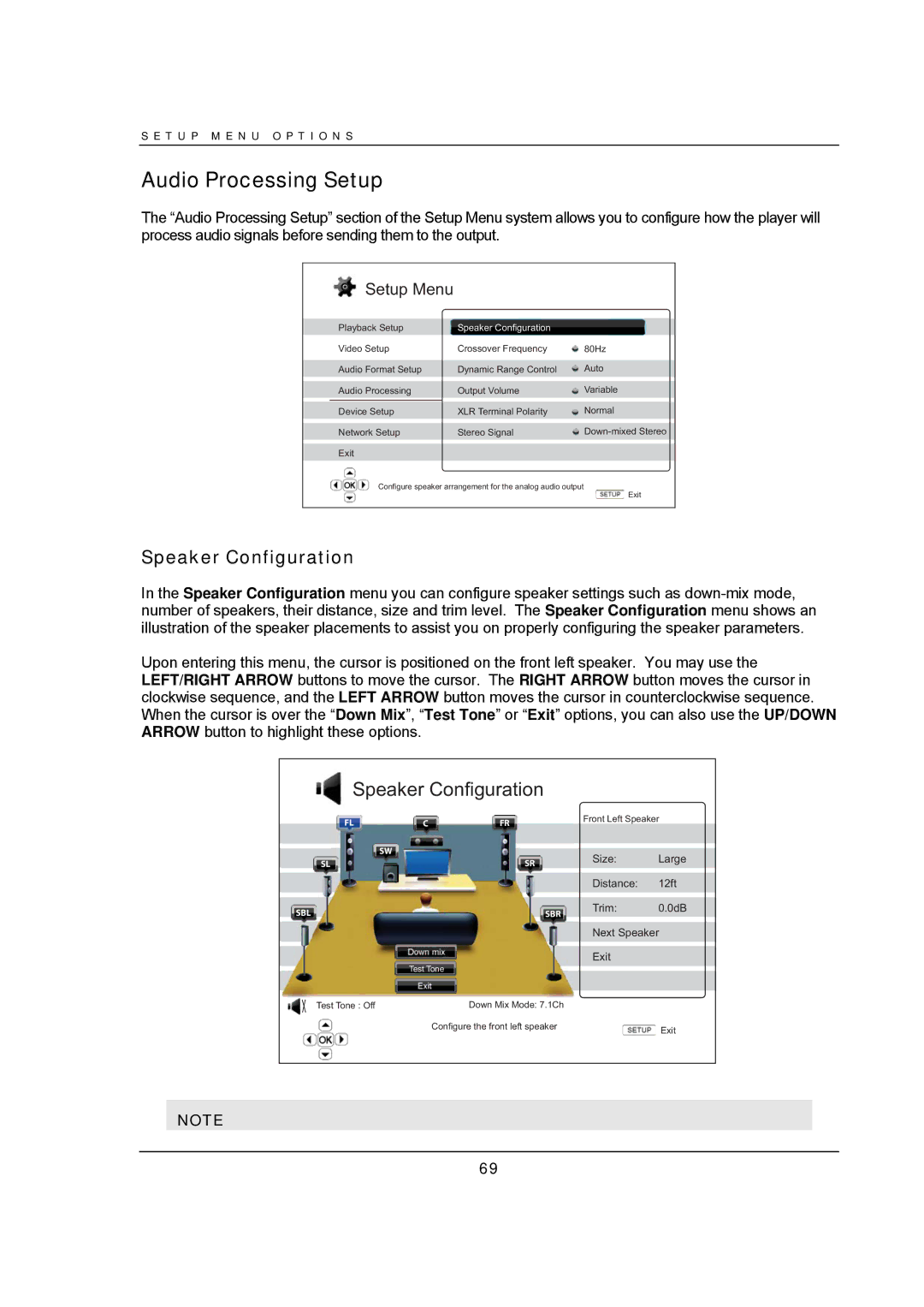 OPPO Digital BDP-95 user manual Audio Processing Setup, Speaker Configuration 