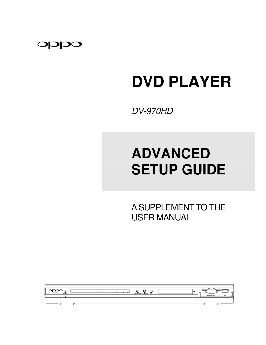 OPPO Digital DV-970HD setup guide DVD Player 