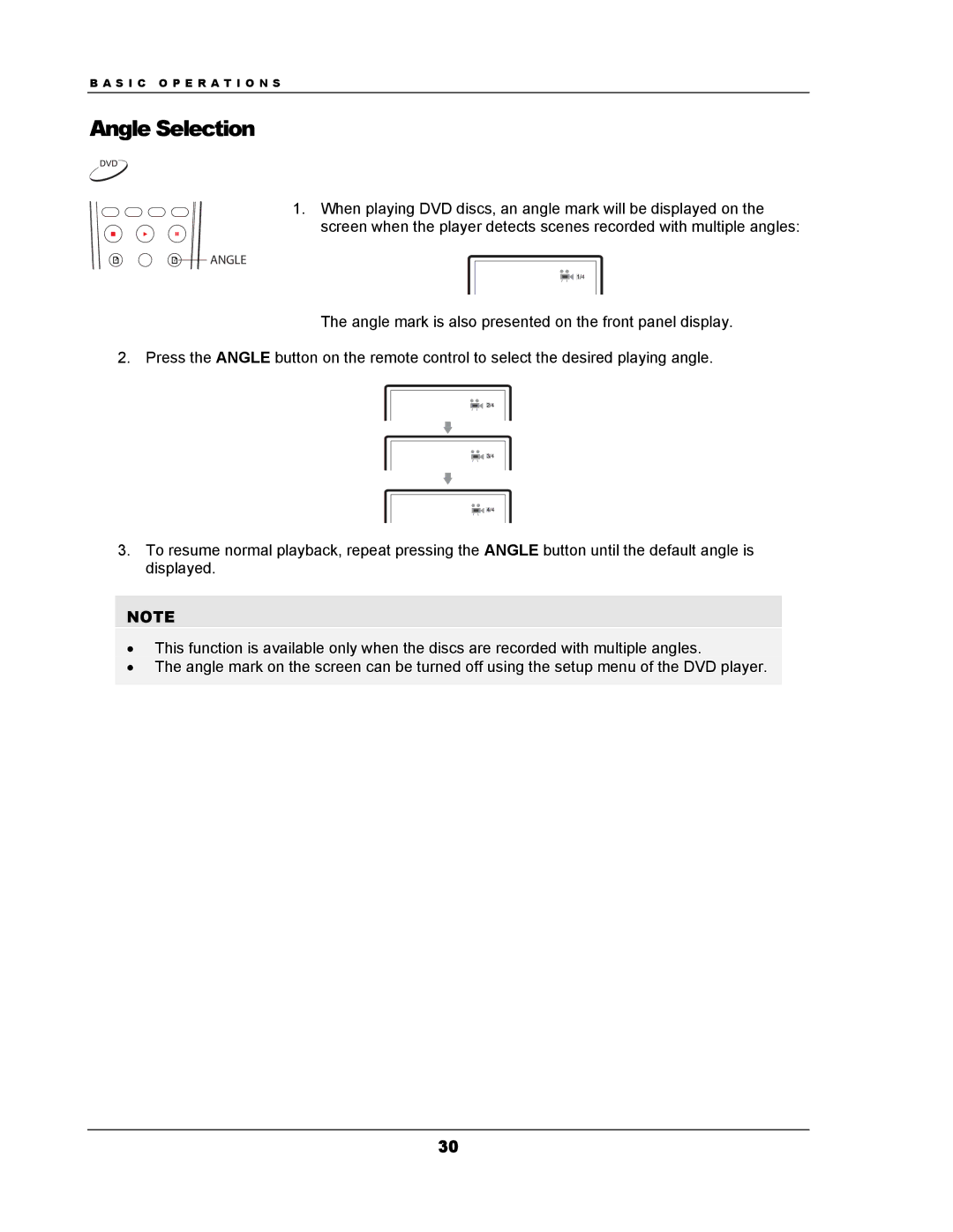 OPPO Digital DV-983H user manual Angle Selection 