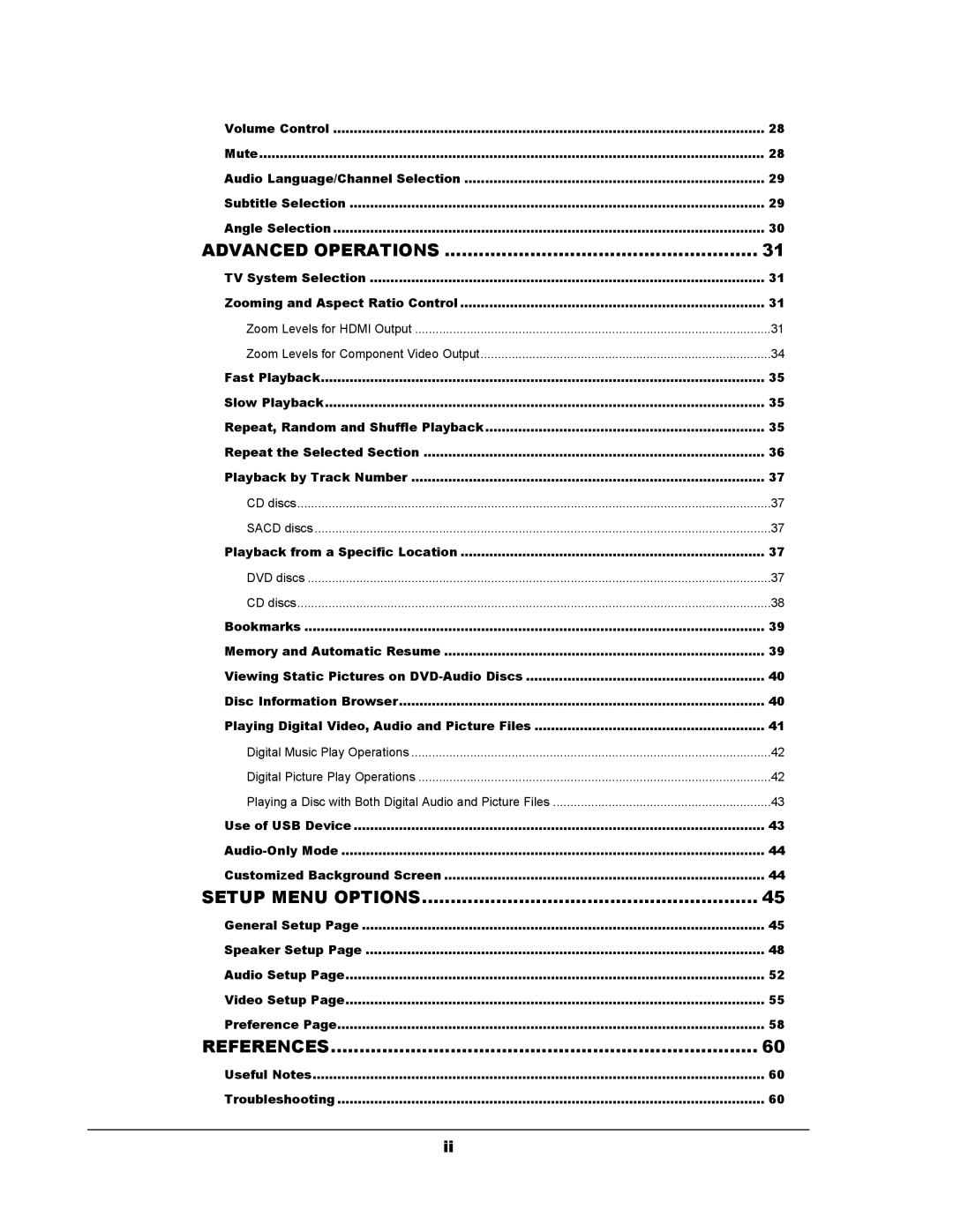 OPPO Digital DV-983H user manual Setup Menu Options 