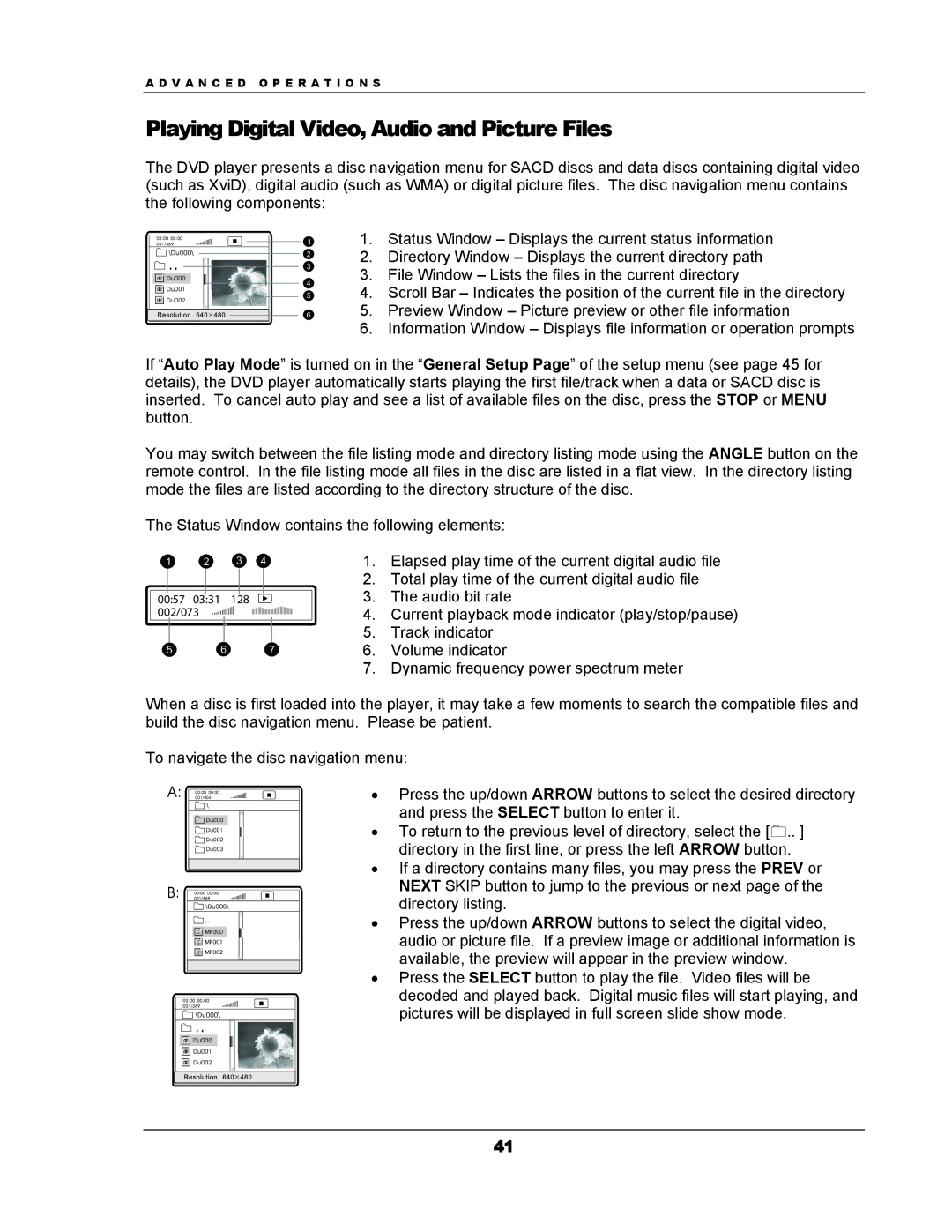 OPPO Digital DV-983H user manual Playing Digital Video, Audio and Picture Files 