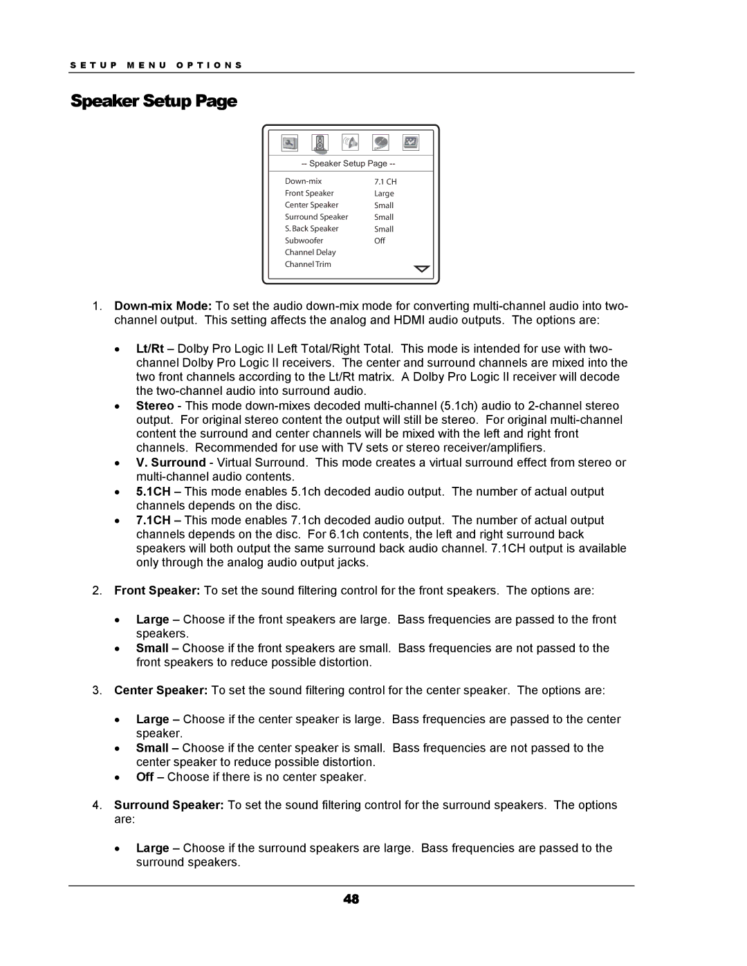 OPPO Digital DV-983H user manual Speaker Setup 