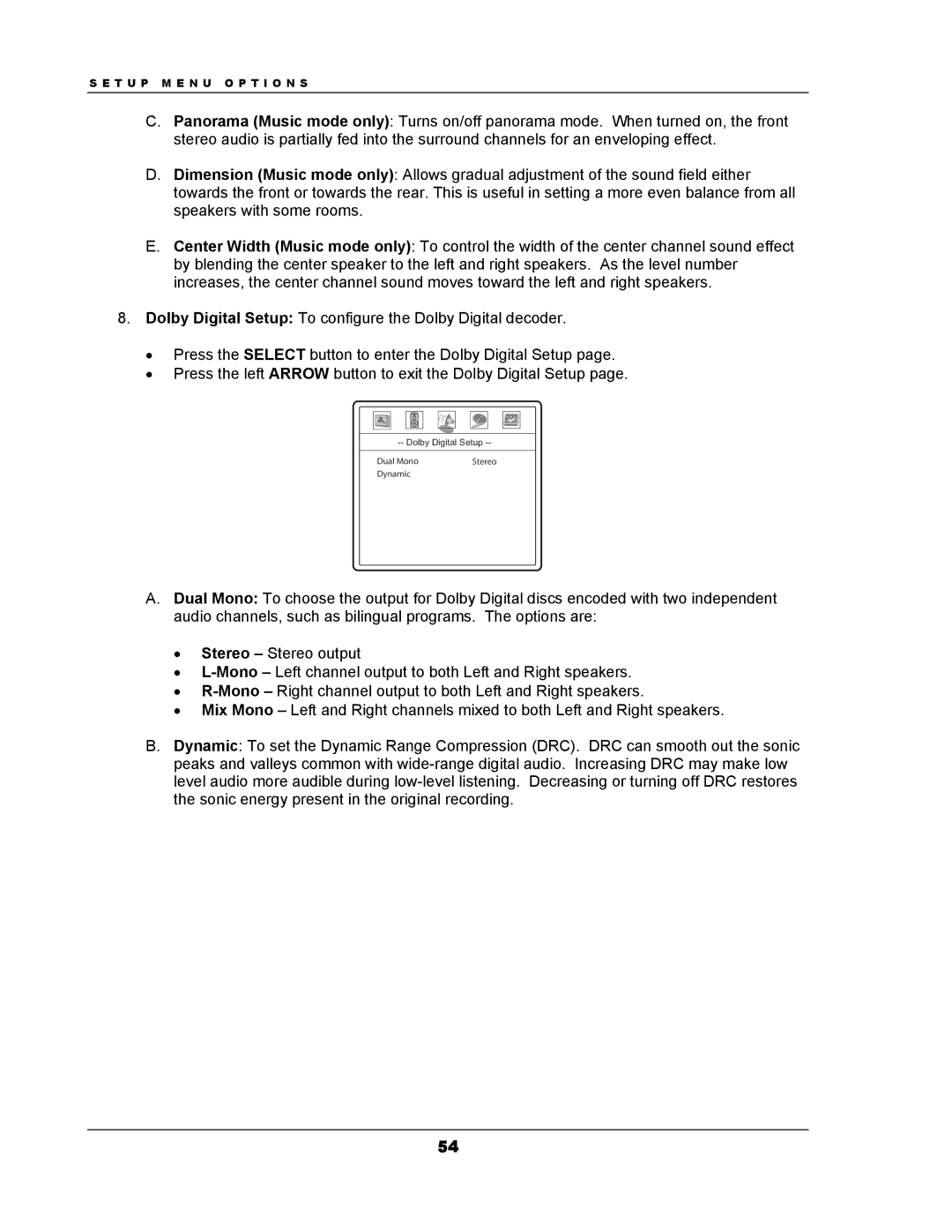 OPPO Digital DV-983H user manual Dolby Digital Setup Dual Mono 