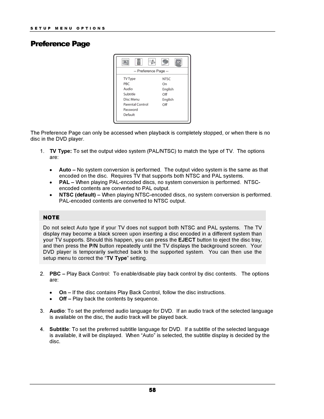 OPPO Digital DV-983H user manual Preference 