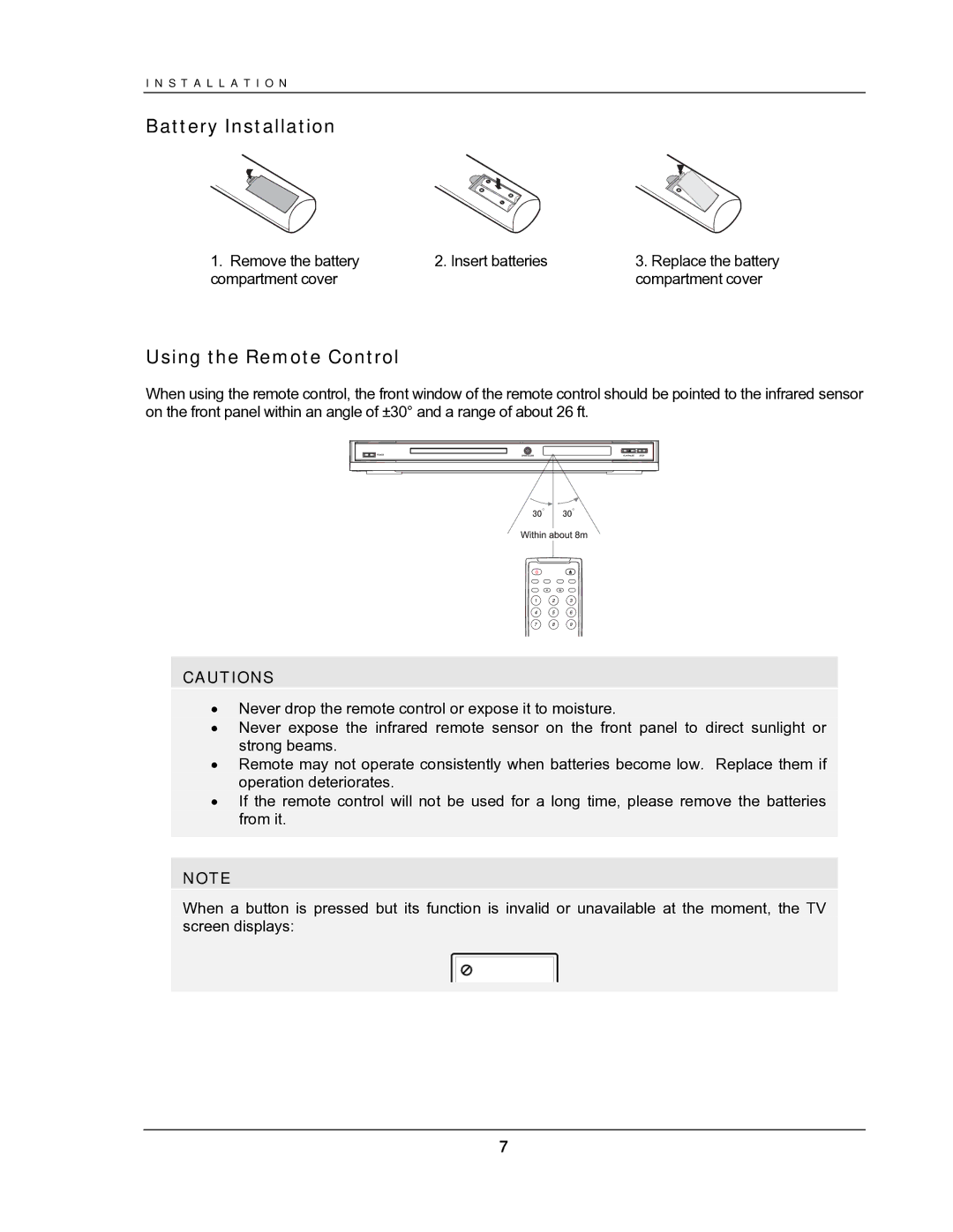 OPPO Digital DV-987HD user manual Battery Installation, Using the Remote Control 