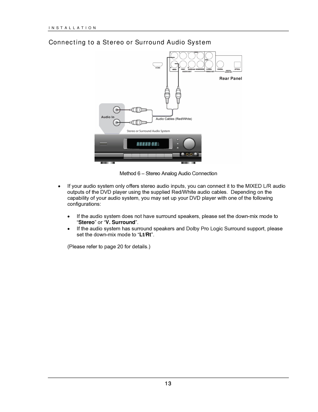 OPPO Digital DV-987HD user manual Connecting to a Stereo or Surround Audio System 