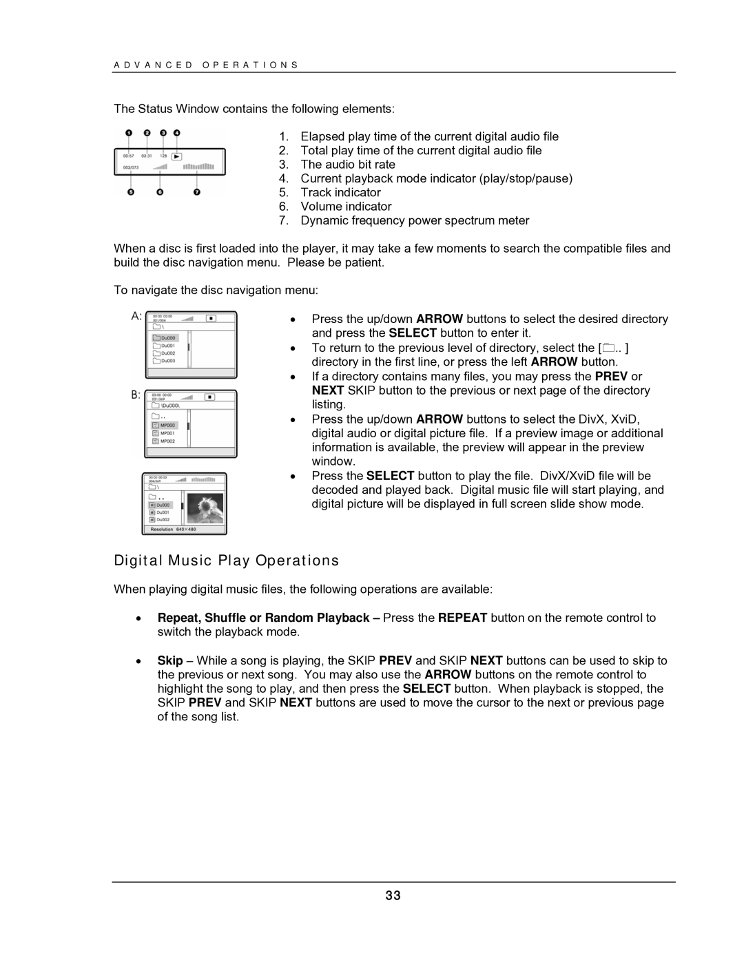 OPPO Digital DV-987HD user manual Digital Music Play Operations 