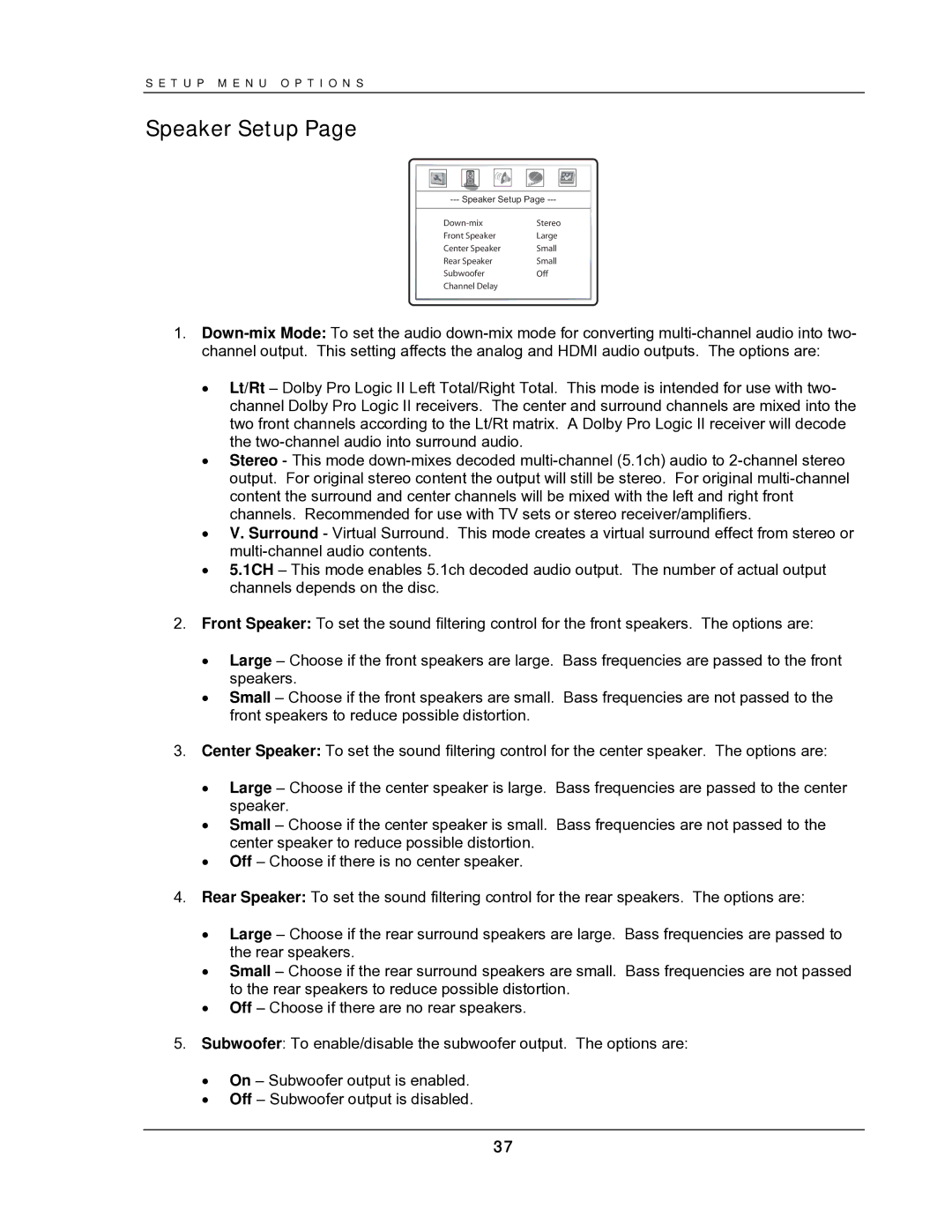 OPPO Digital DV-987HD user manual Speaker Setup 