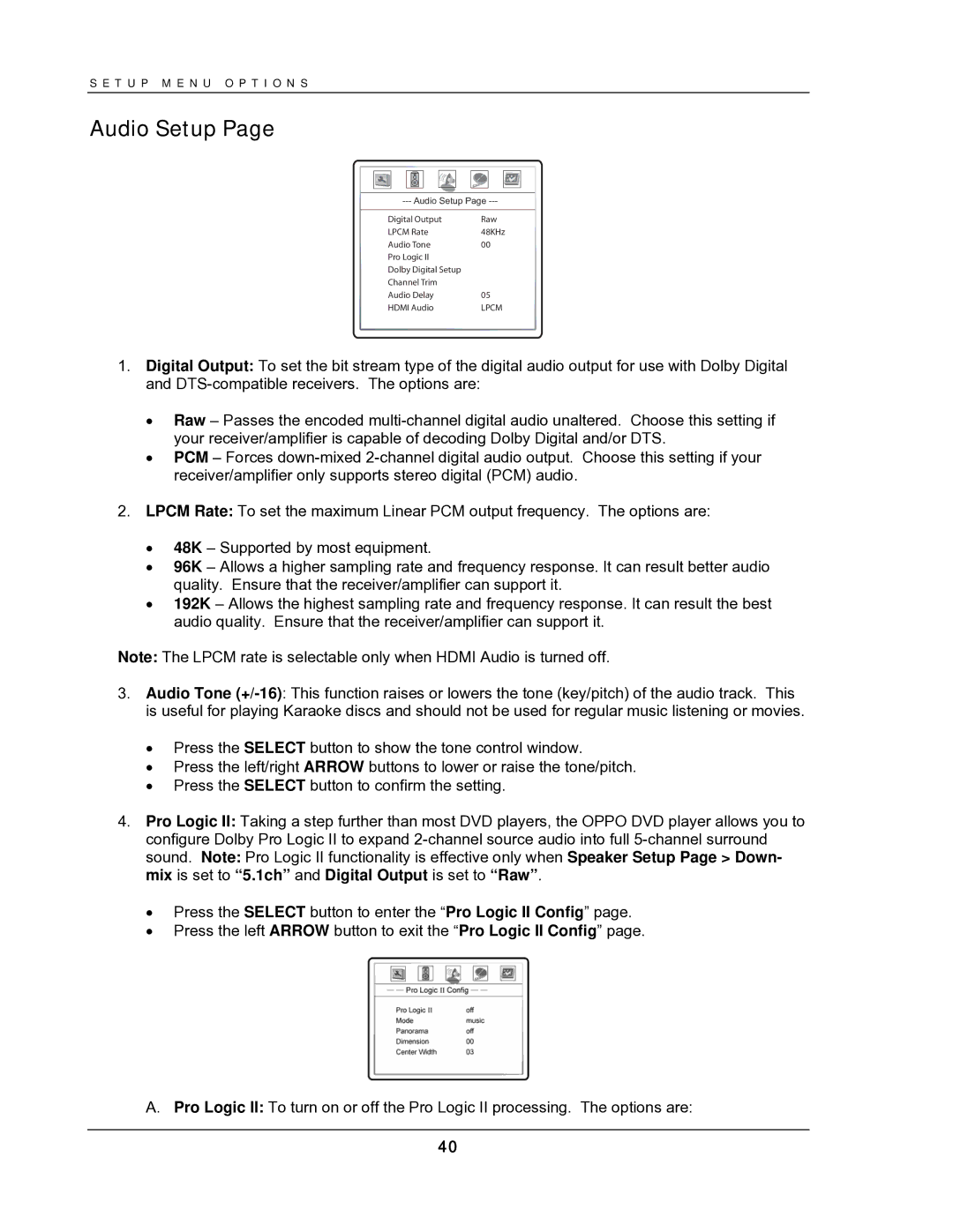 OPPO Digital DV-987HD user manual Audio Setup 