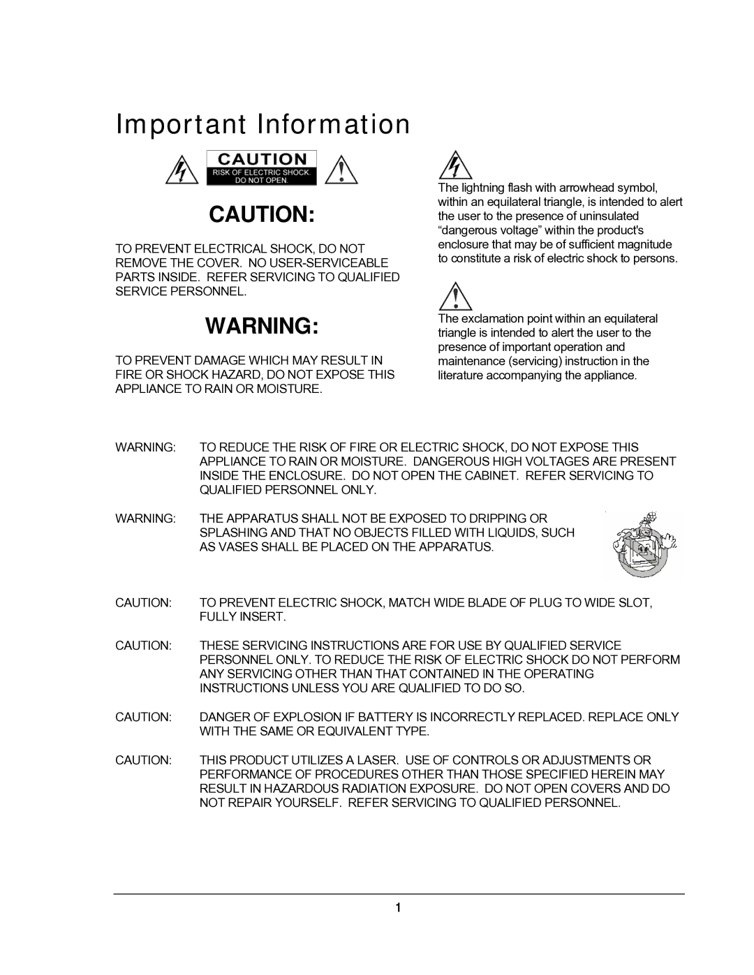 OPPO Digital DV-987HD user manual Important Information 