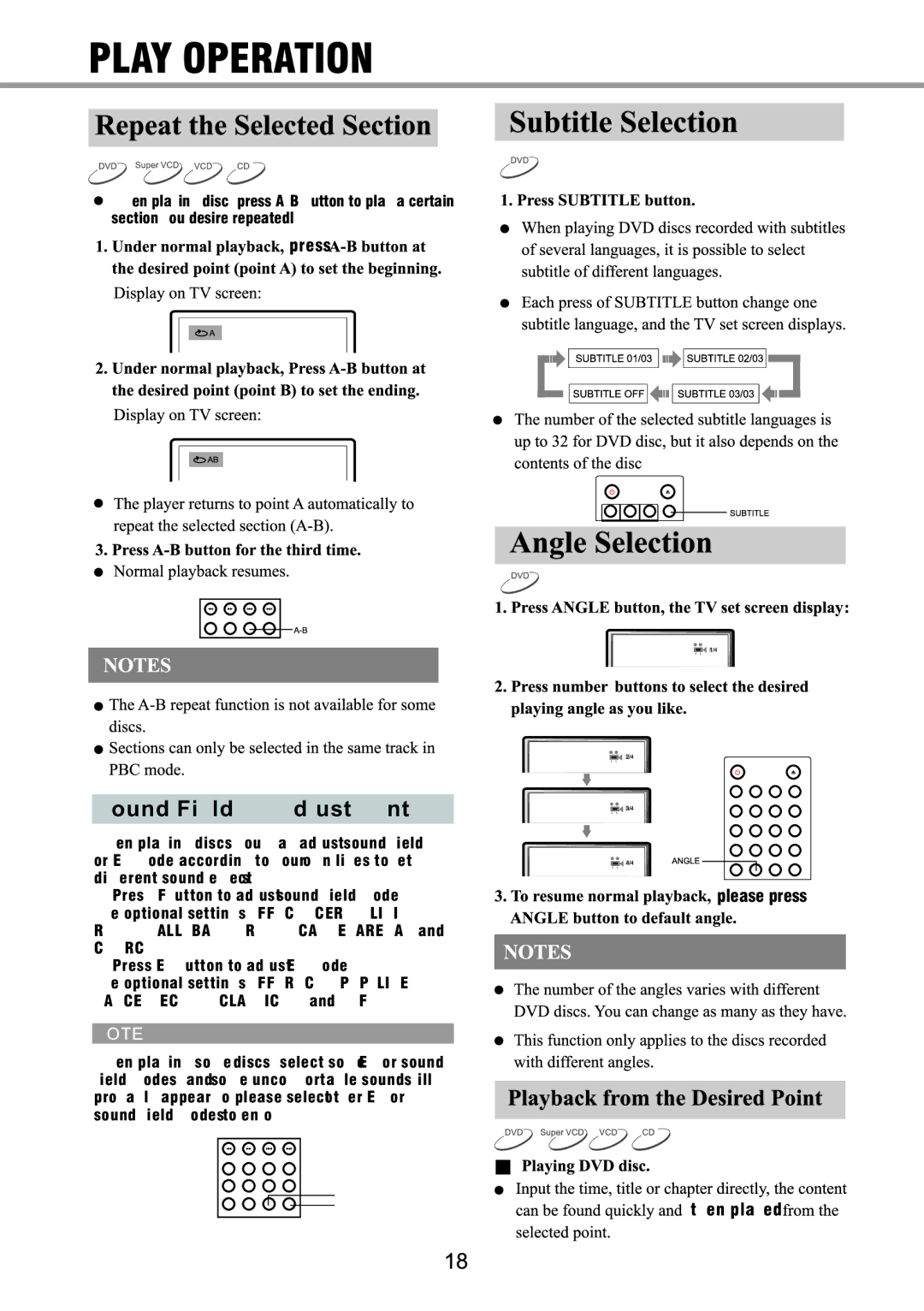 OPPO Digital OPDV971H user manual Sound Field / EQ Adjustment 